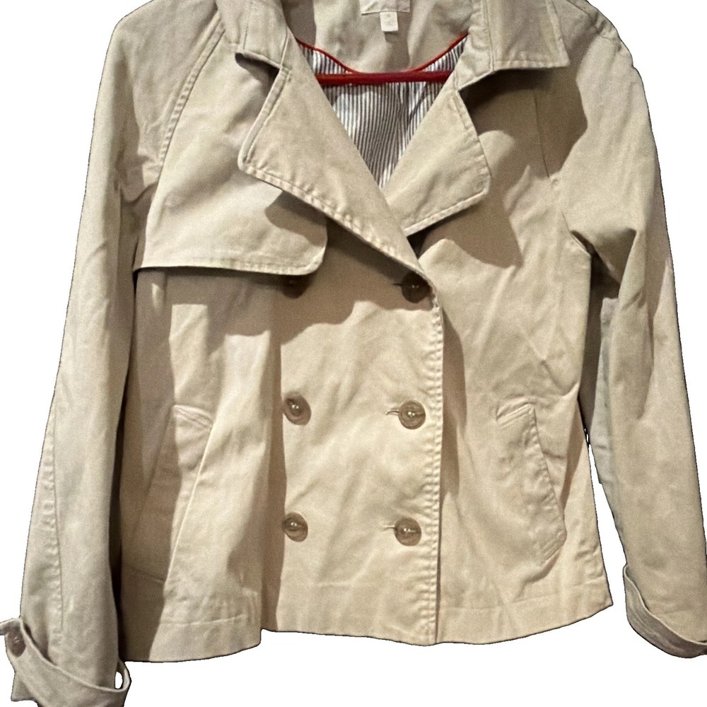 Womens Size S Pea Coat, Riley & Rae, Beige, Double Breasted Cotton Jacket